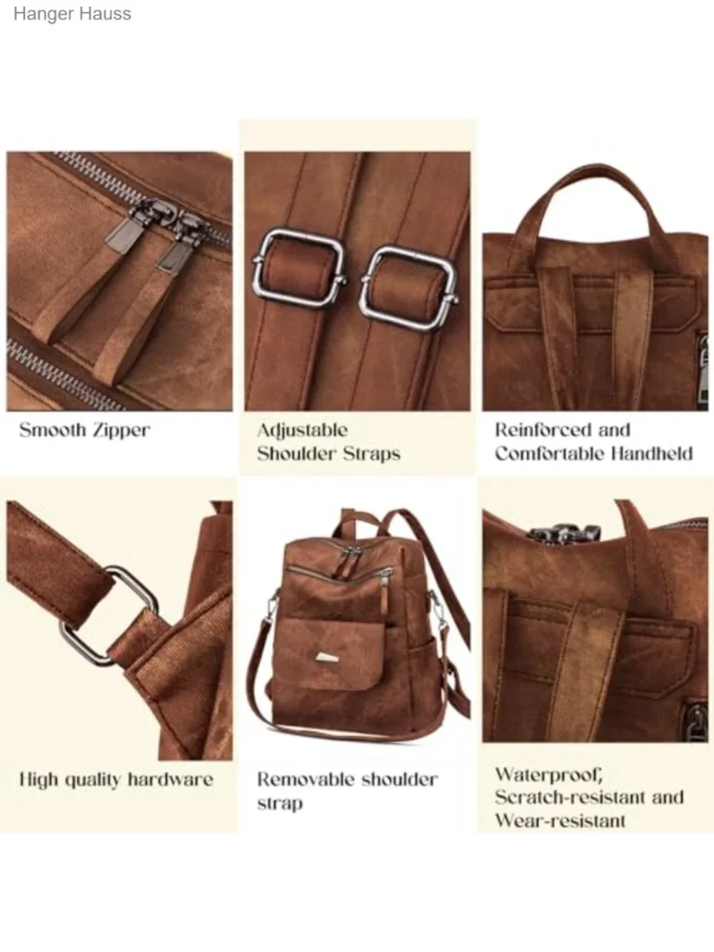 Women's Small Leather Backpack Purse Anti-Theft Convertible Shoulder Handbag